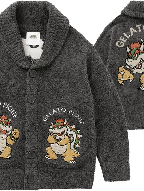 2024【SUPER MARIO™️】【UNISEX】Baby Moco Jacquard Shawl Cardigan - Dark Gray