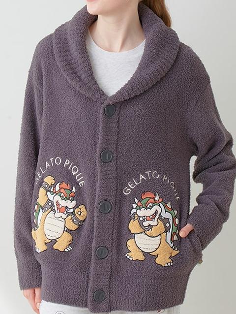 2024【SUPER MARIO™️】【UNISEX】Baby Moco Jacquard Shawl Cardigan - Dark Gray